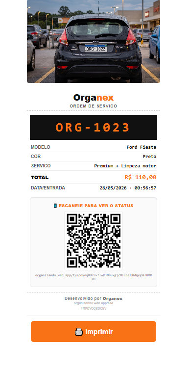 Ticket com QR Code do cliente